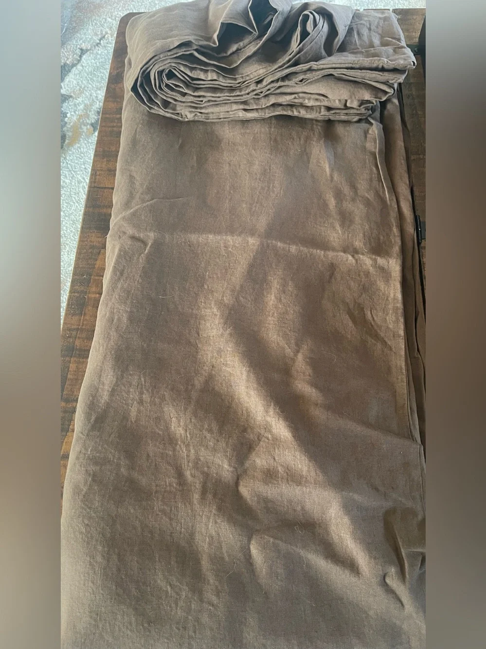 NWOT Quince European Linen 1 Piece Duvet Cover, King/Cal (Espresso)